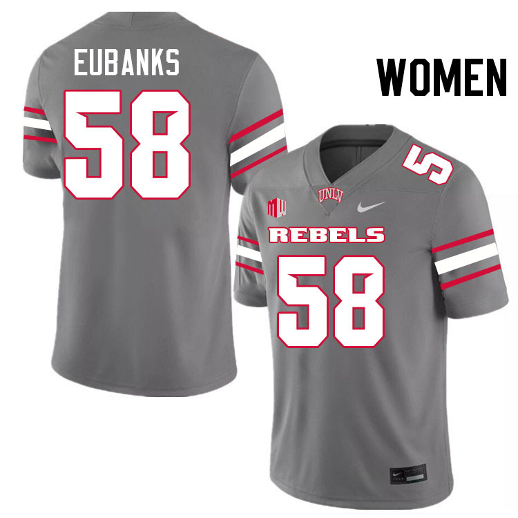 Women #58 Jordan Eubanks UNLV Rebels College Football Jerseys Stitched-Grey